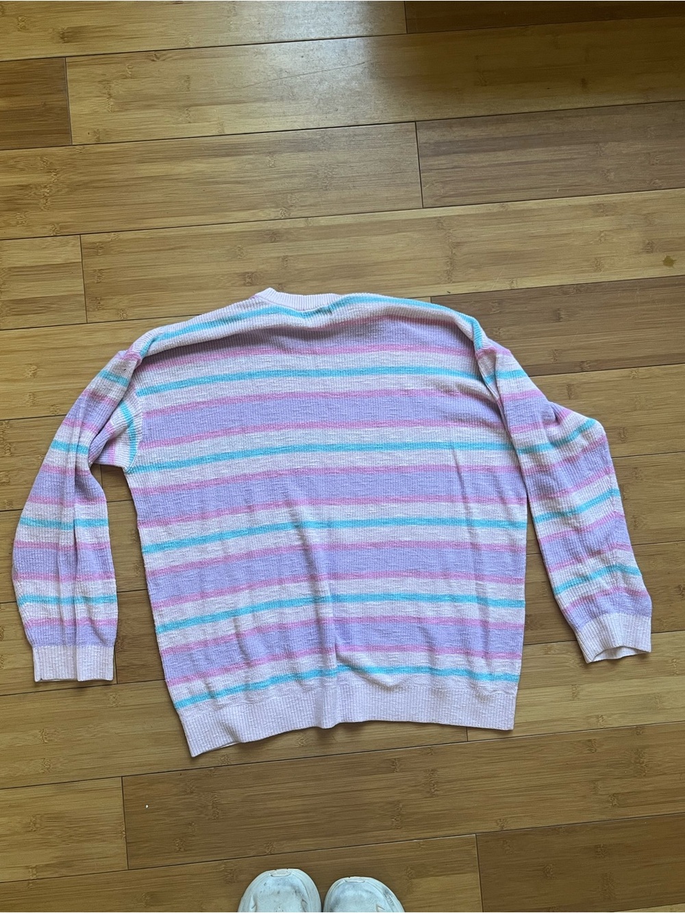 Pastel Stripe Lightweight Women’s Sweater - Pink Blue Cream